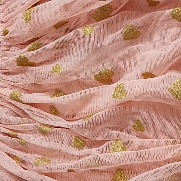 Jenna & Jessie 6X Pink Gold Hearts Sequins Soft Netted Skirt Knit Top Dress - Picture 7 of 10